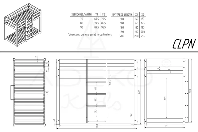 Łóżko piętrowe CLPN